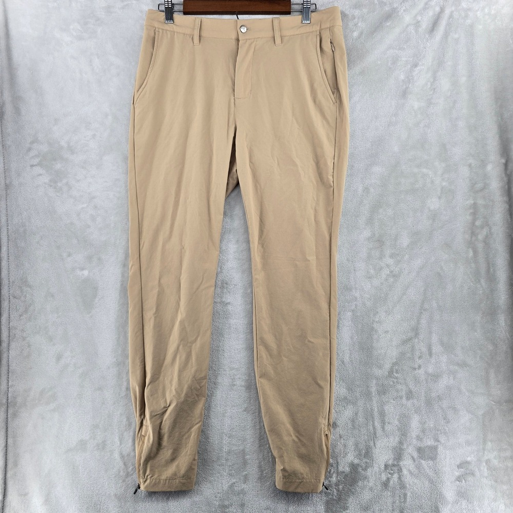 Avalon Golf Tour‎ Joggers Mens 32-L Tan Performance Ankle Zip Stretch Pants
